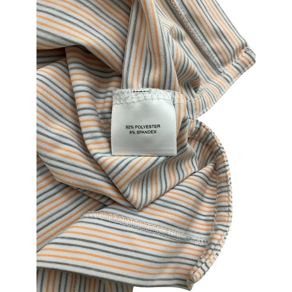 Peter Millar Summer Comfort Mens Large Orange Grey Striped Golf Polo Shirt L - Picture 5 of 8
